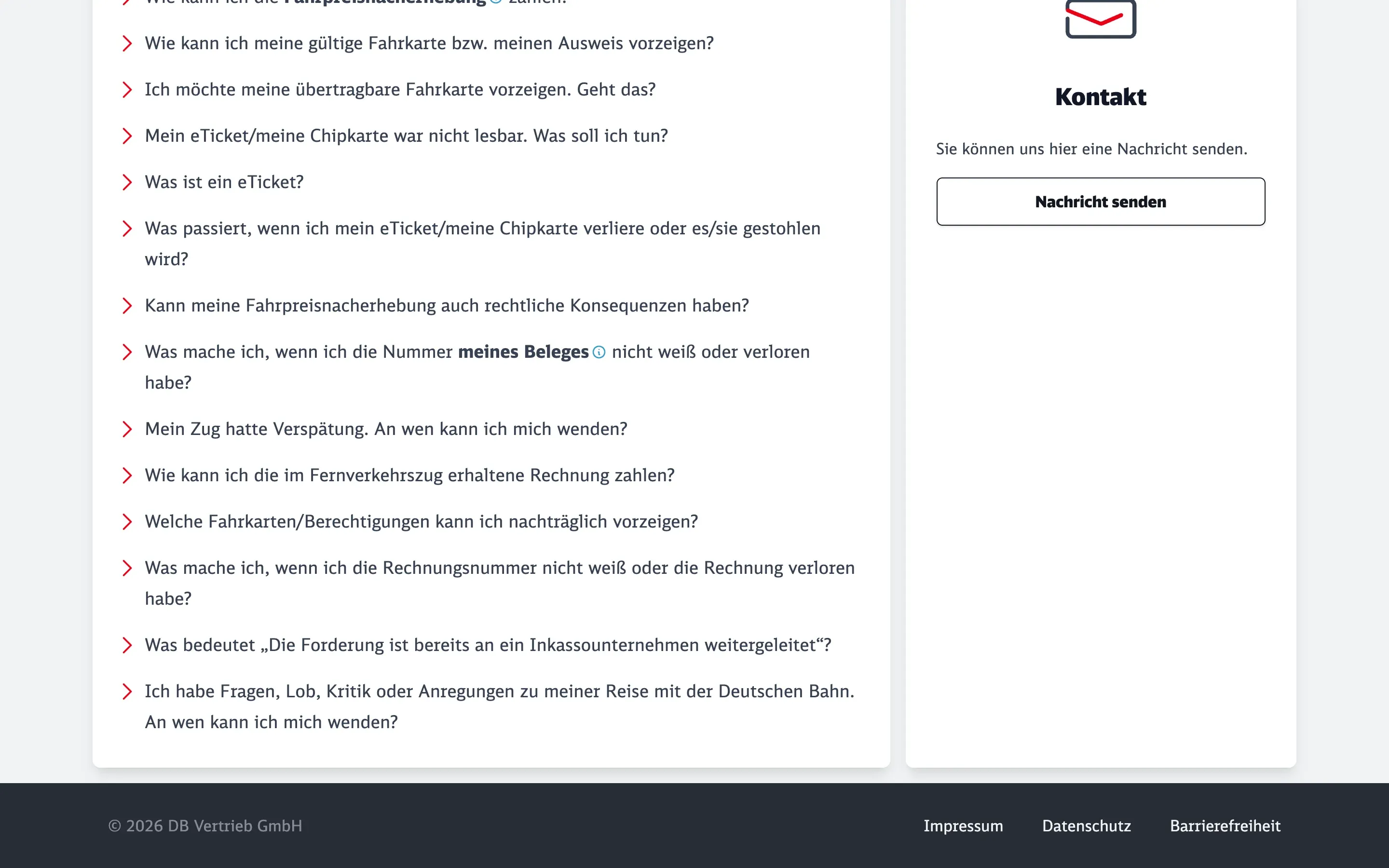 Häufige Fragen und Kontaktbereich auf db-fn.de