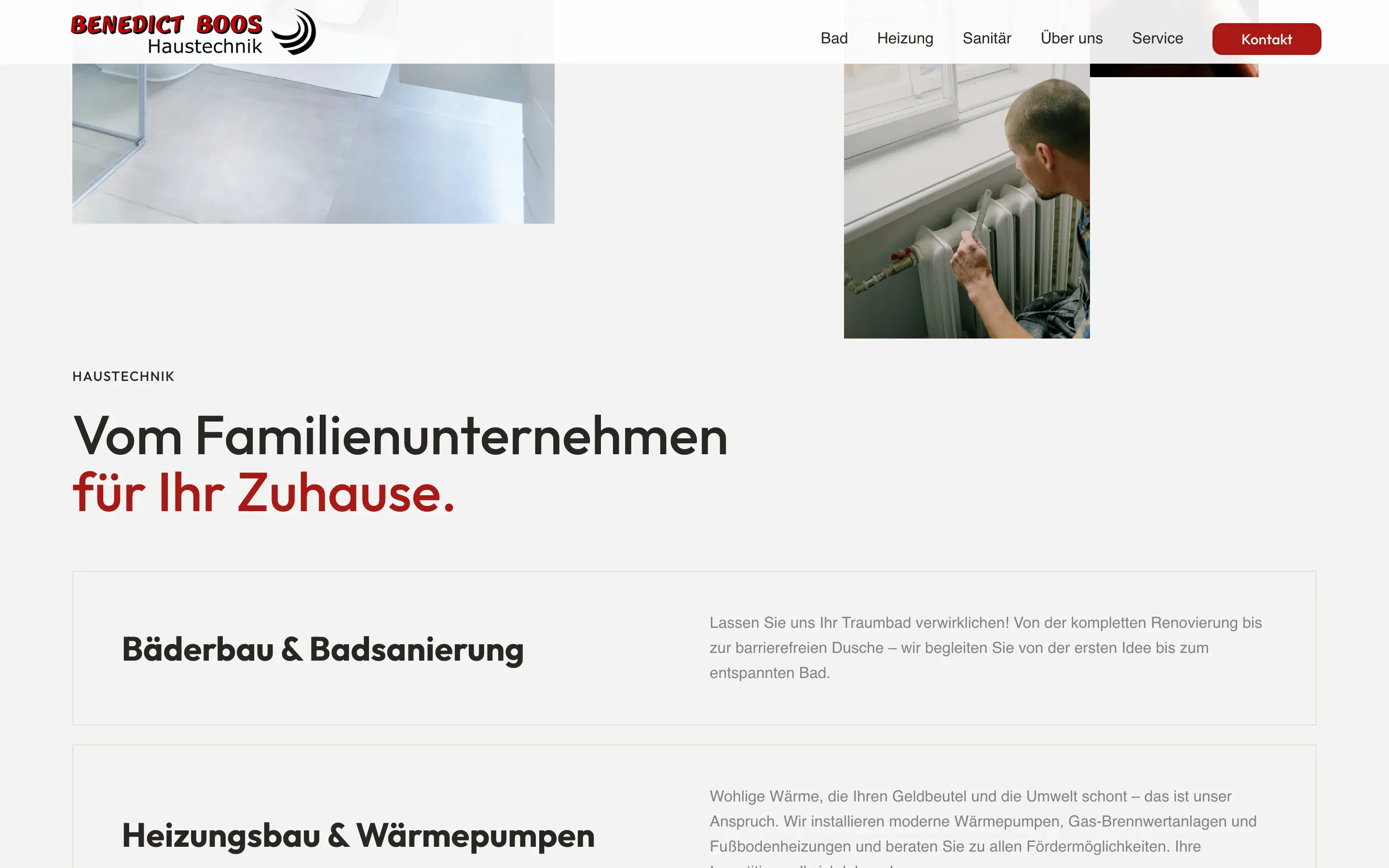 Leistungsbereiche Bäderbau und Heizungsbau auf badprofi-boos.de