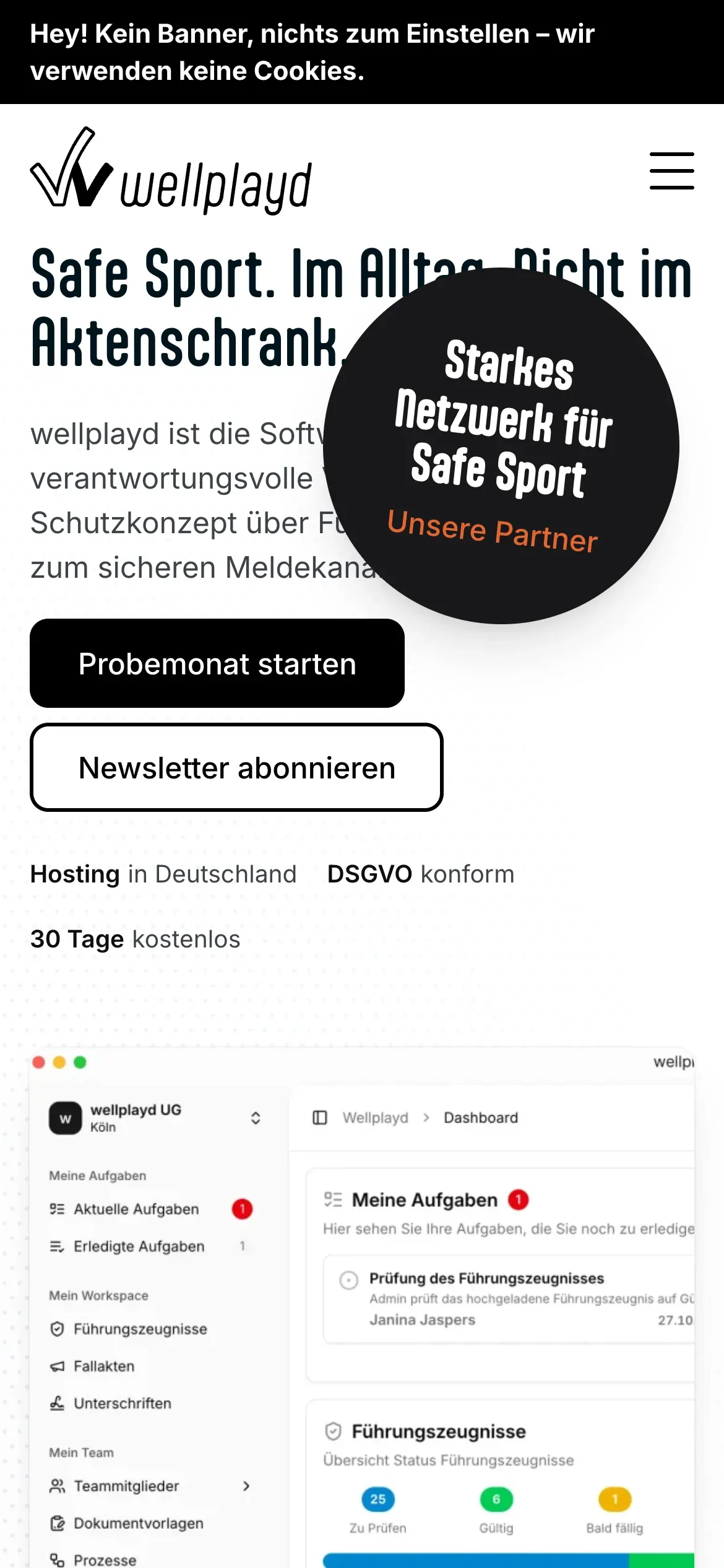 Startseite von wellplayd.org auf dem Smartphone