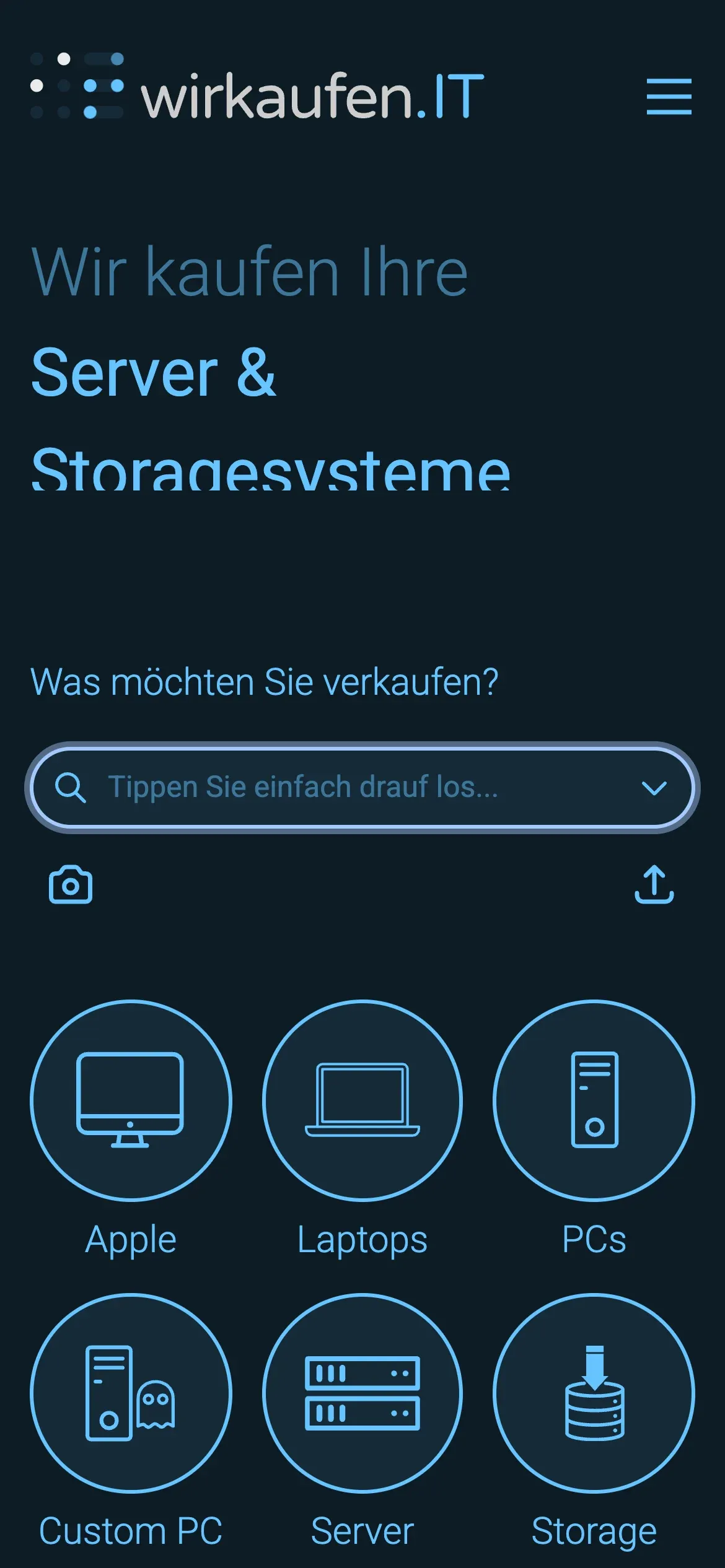 Startseite von wirkaufen.it auf dem Smartphone